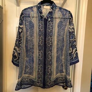 COPY - Chico’s lightweight blue patterned blouse Size 2